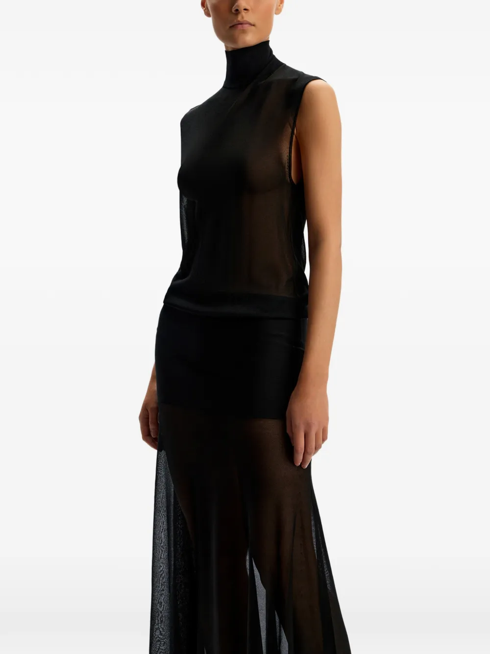 12 STOREEZ Maxi-jurk met col Zwart
