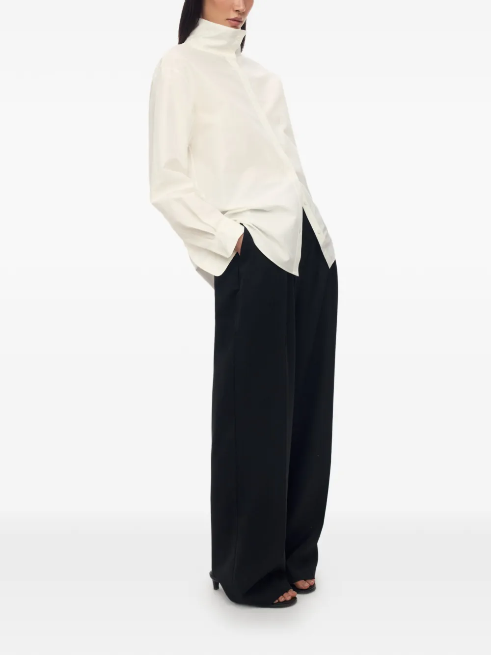 12 STOREEZ Simone blouse met hoge hals Wit