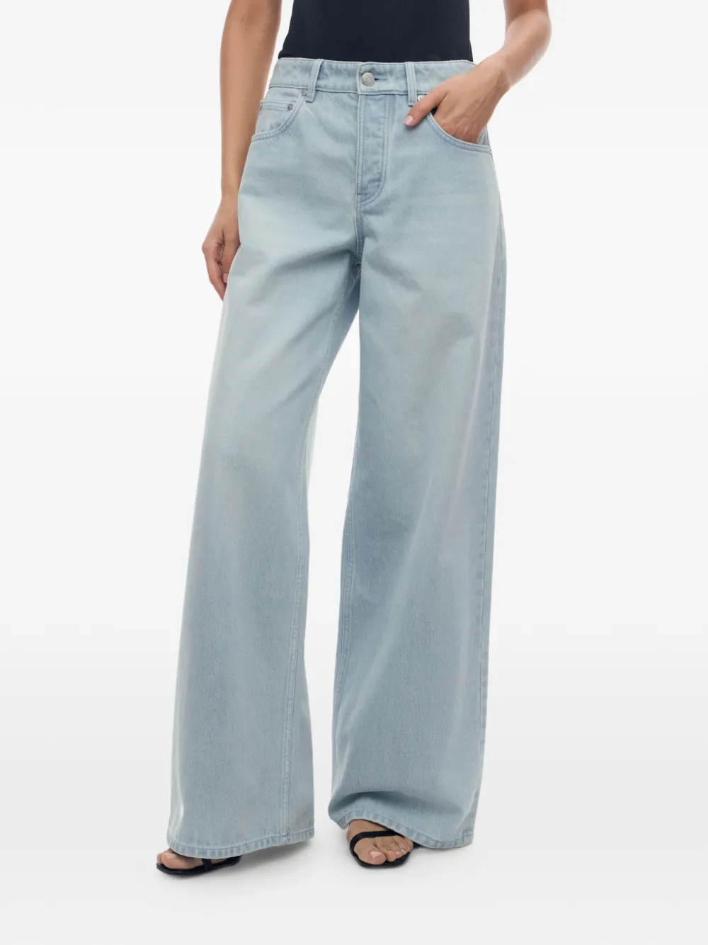 12 STOREEZ 431 jeans met wijde pijpen en knoopsluiting Blauw