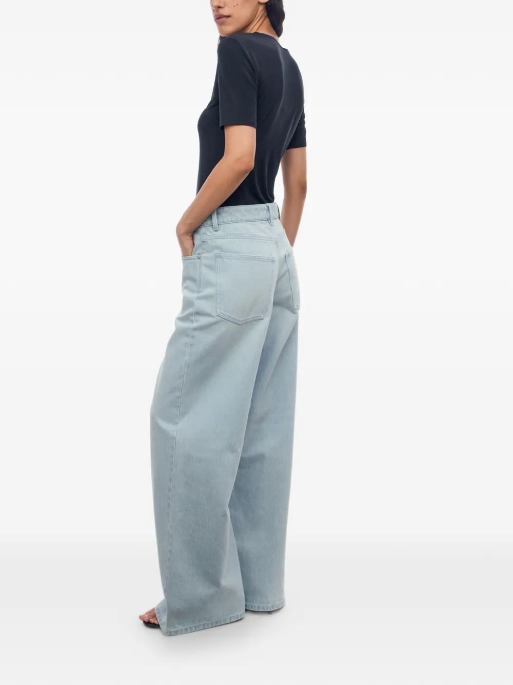 12 STOREEZ 431 jeans met wijde pijpen en knoopsluiting Blauw