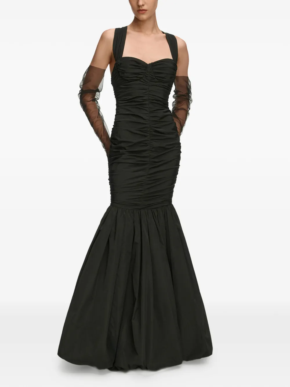 12 STOREEZ Pavlova ruched taffeta dress Zwart