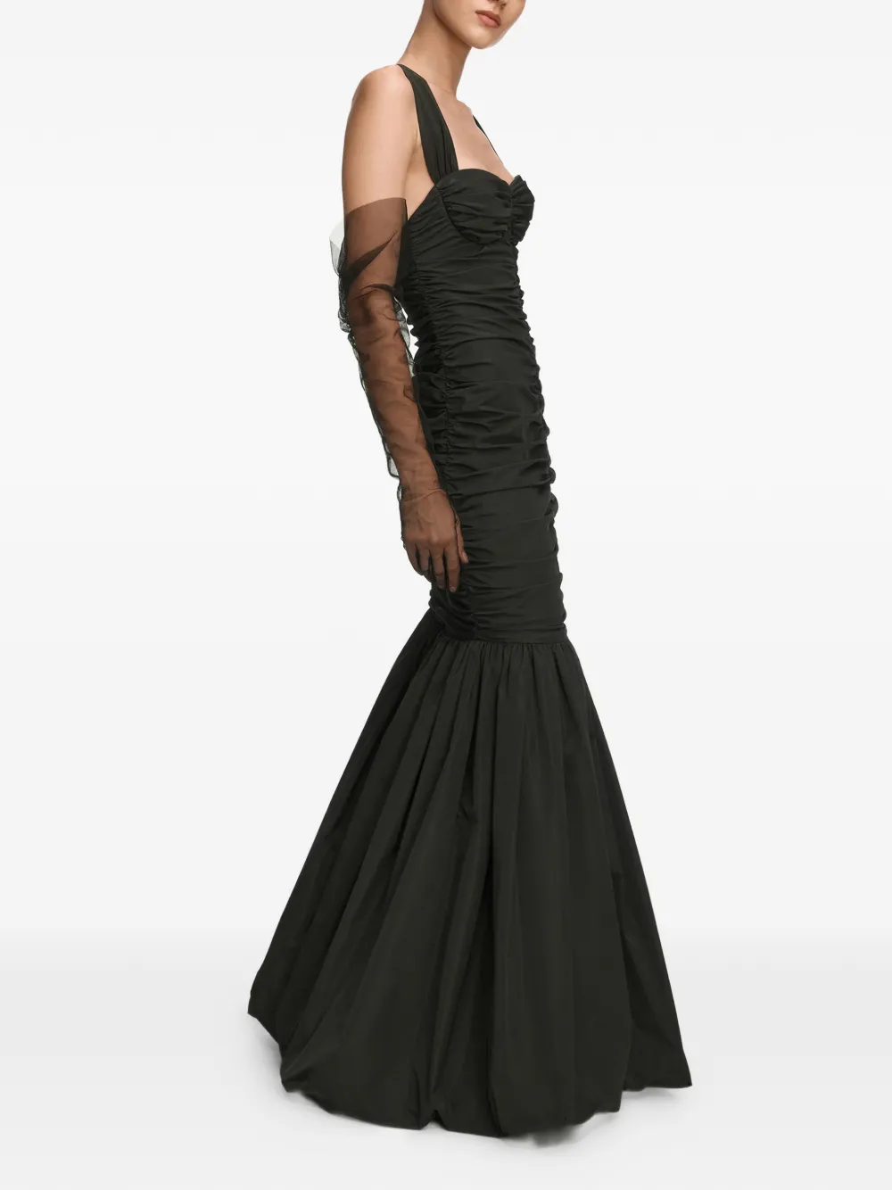 12 STOREEZ Pavlova ruched taffeta dress Zwart