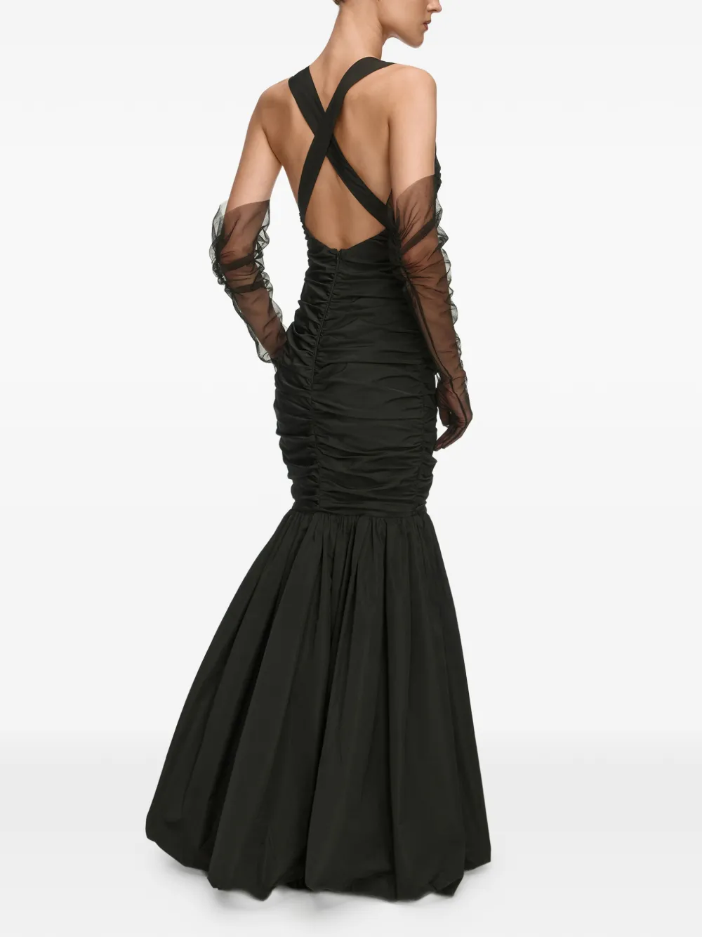 12 STOREEZ Pavlova ruched taffeta dress Zwart
