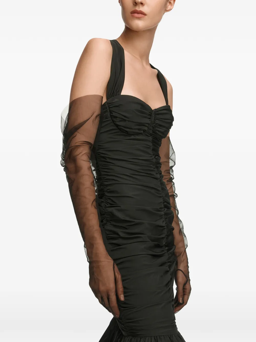 12 STOREEZ Pavlova ruched taffeta dress Zwart