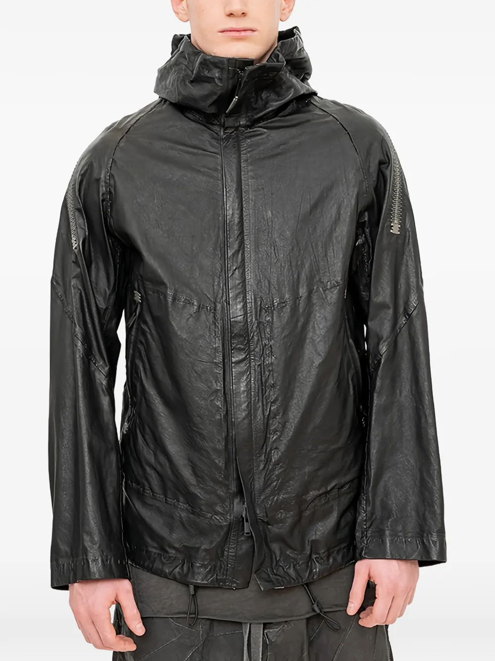 Isaac Sellam Experience Prevenant Membrane hooded leather jacket - Nero