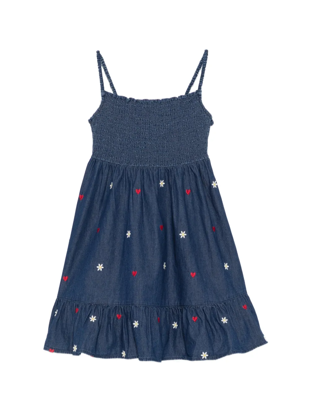 MC2 Saint Barth Kids Miki flower-embroidered ruffled dress - Blau