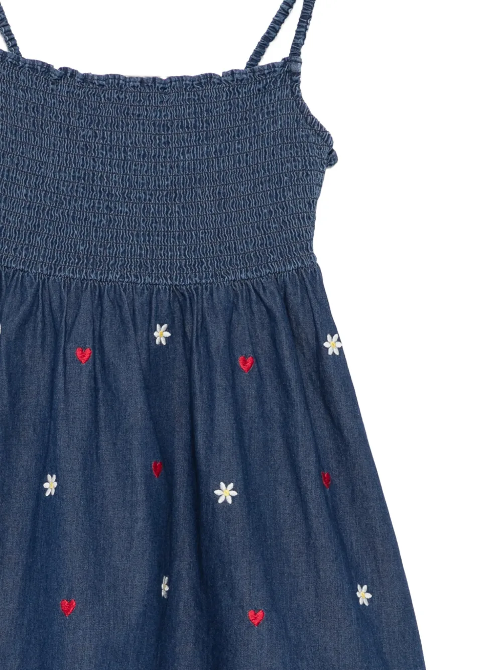 MC2 Saint Barth Kids Miki jurk met geborduurde bloemen en ruches Blauw