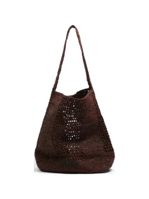 BIMBA Y LOLA  large plaited raffia bag in walnut