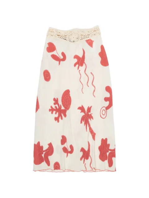 Bimba y Lola — graphic-print crochet-waistband skirt