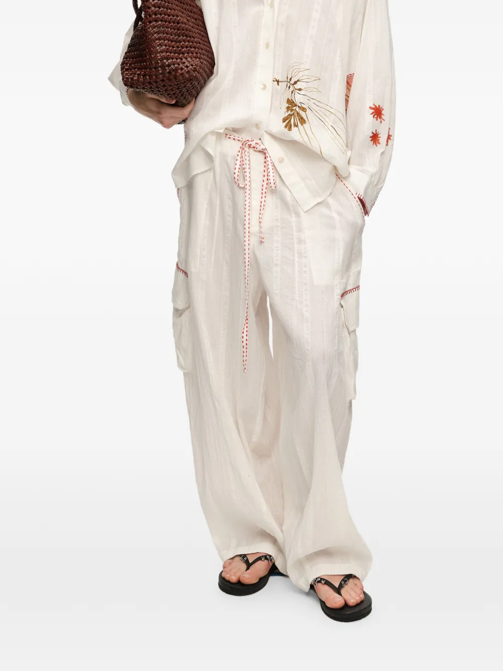 BIMBA Y LOLA Cargo broek met stiksels Wit