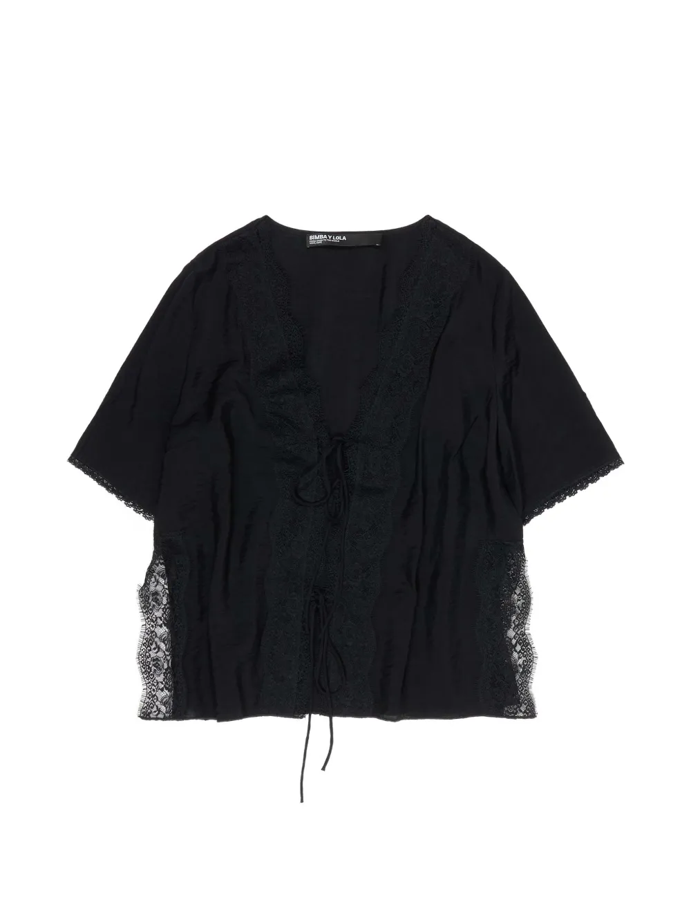 Bimba y Lola Top con bordo in pizzo - Nero