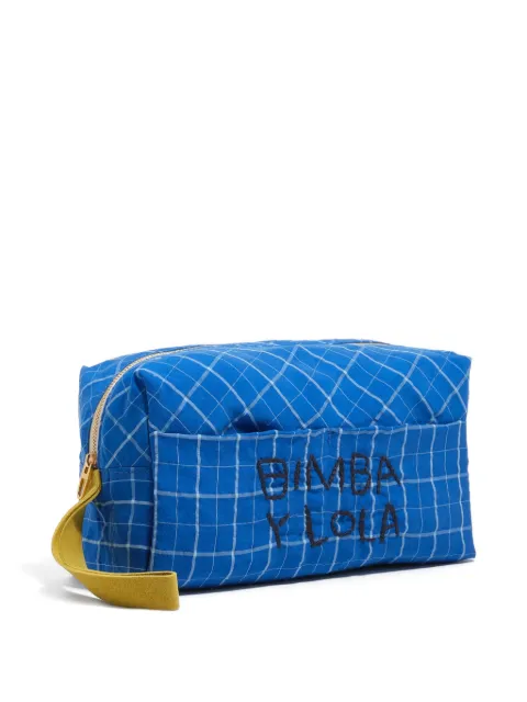 Bimba y Lola check embroidered make up bags