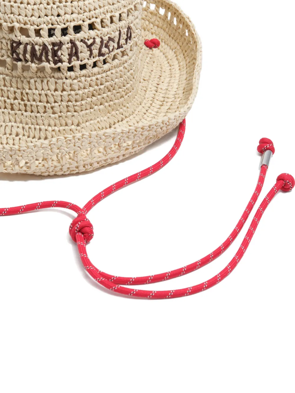 BIMBA Y LOLA Raffia hoed met geborduurd logo Beige