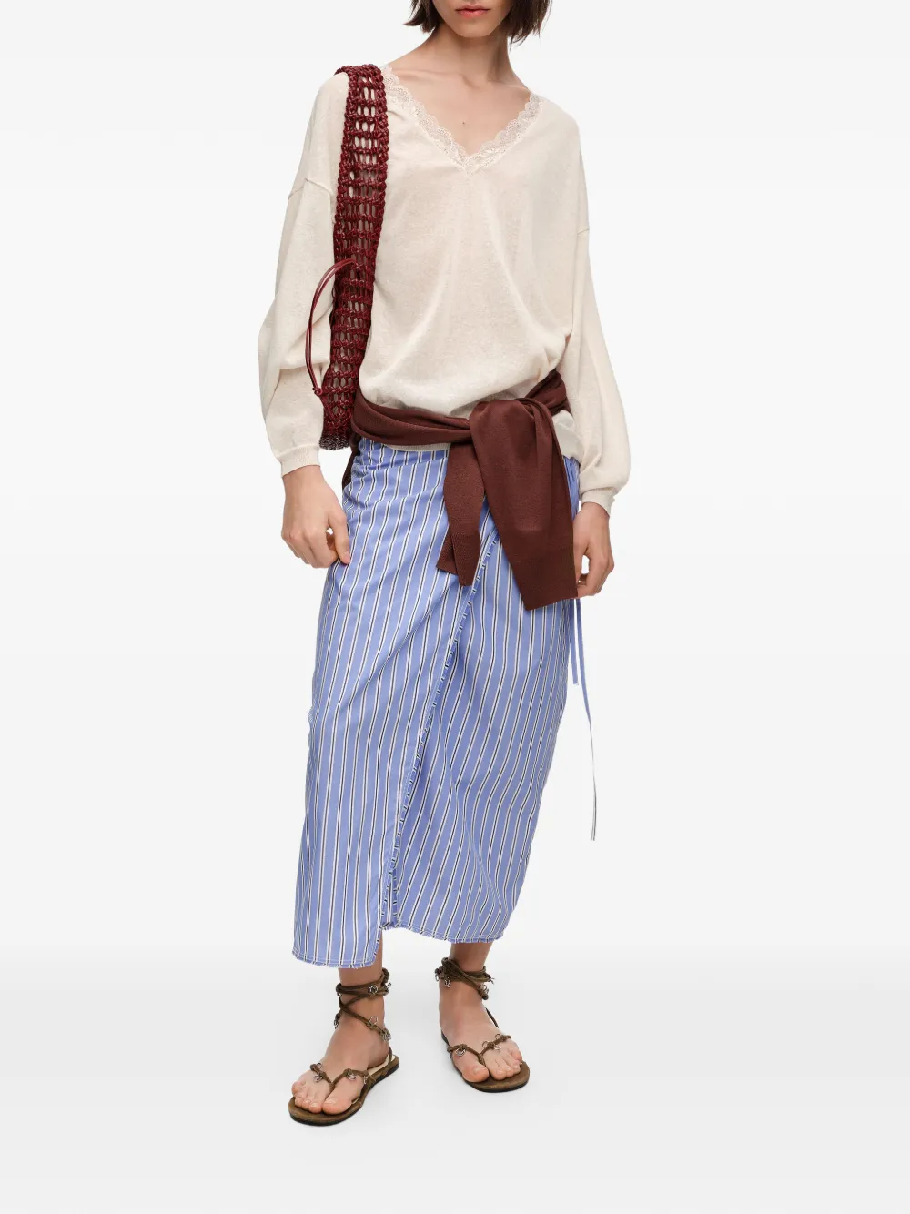 BIMBA Y LOLA Straight gestreepte wikkelrok Blauw