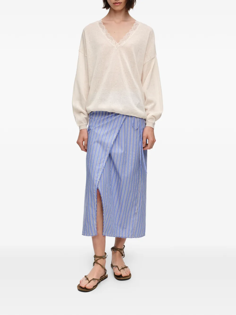 BIMBA Y LOLA Straight gestreepte wikkelrok Blauw