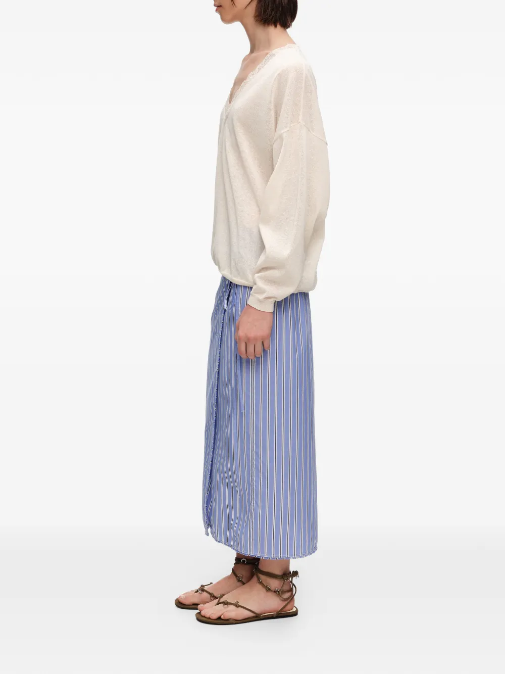 BIMBA Y LOLA Straight gestreepte wikkelrok Blauw