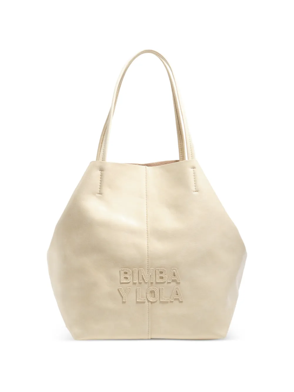 Bimba y Lola Borsa a spalla grande con logo goffrato - Toni neutri