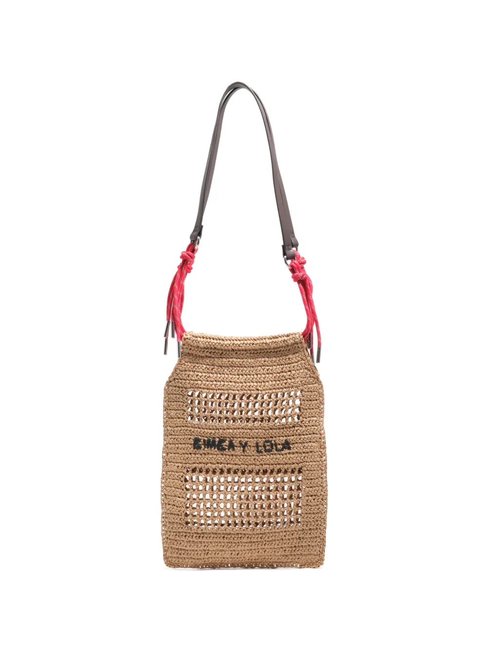 Bimba y Lola Borsa a spalla piccola in rafia intrecciata - Toni neutri