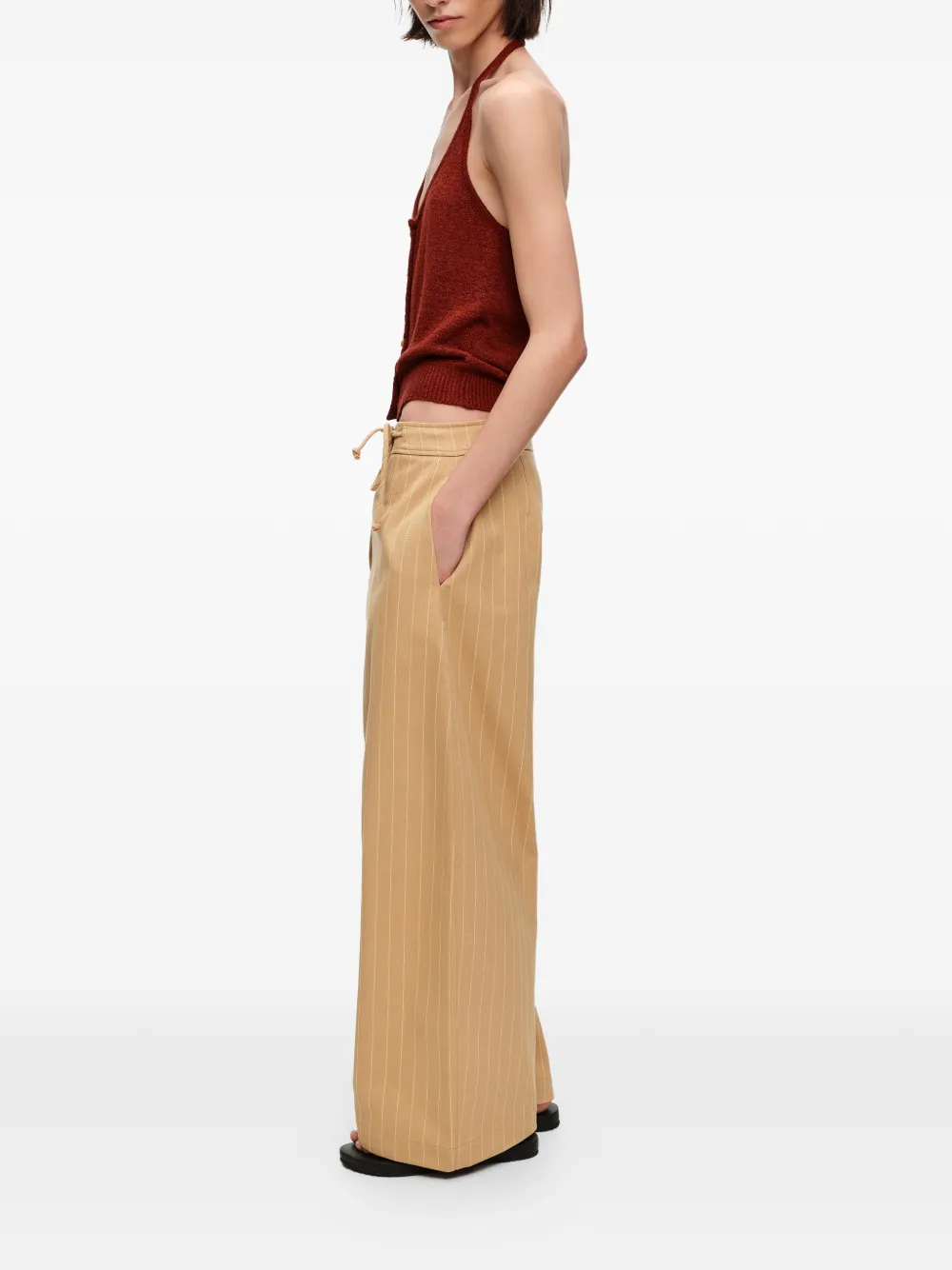 BIMBA Y LOLA Gestreepte barrel broek Beige
