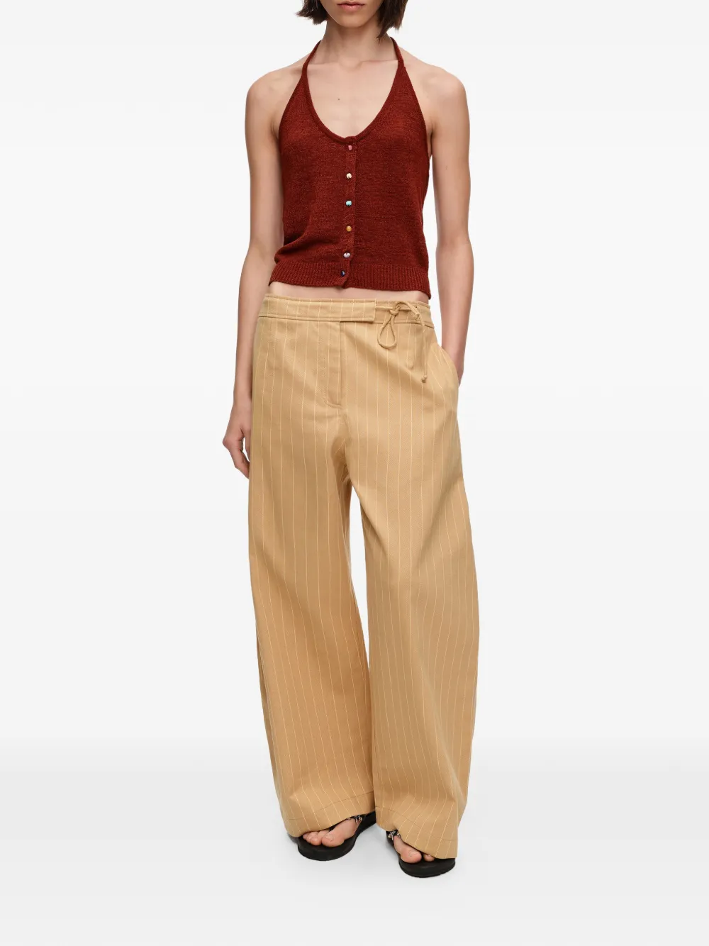  Bimba Y Lola Pantalon Barrel à Rayures - Tons Neutres 