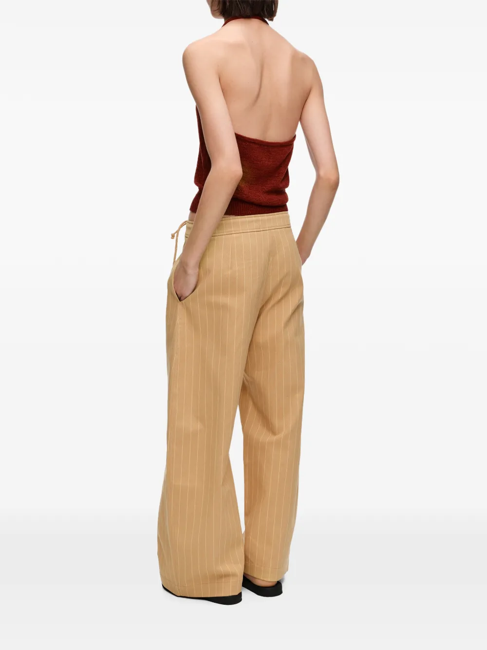 BIMBA Y LOLA Gestreepte barrel broek Beige