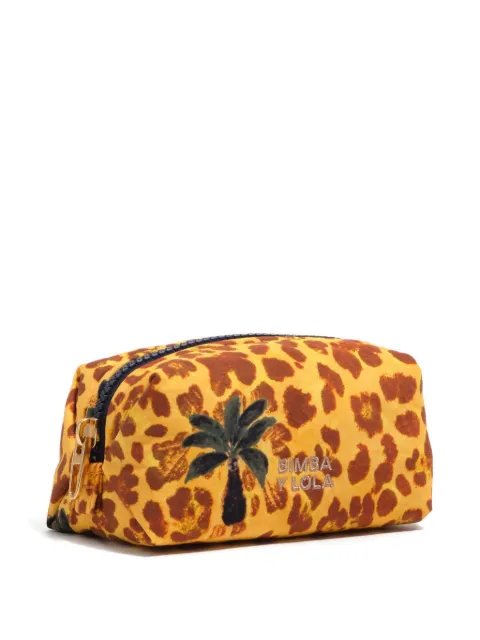 Bimba y Lola small leopard-print palm-motif make-up bag
