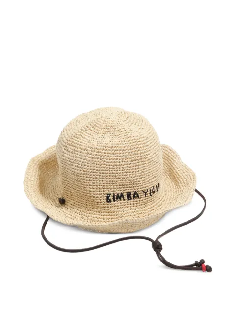 Bimba y Lola logo-embroidered raffia hat