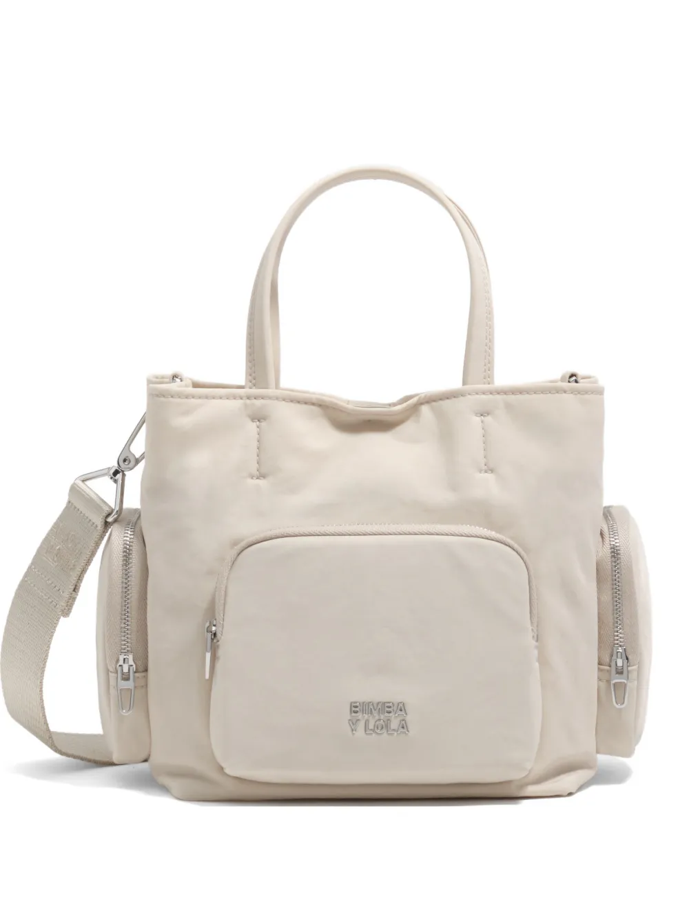 Bimba y Lola Borsa tote piccola con placca logo - Toni neutri