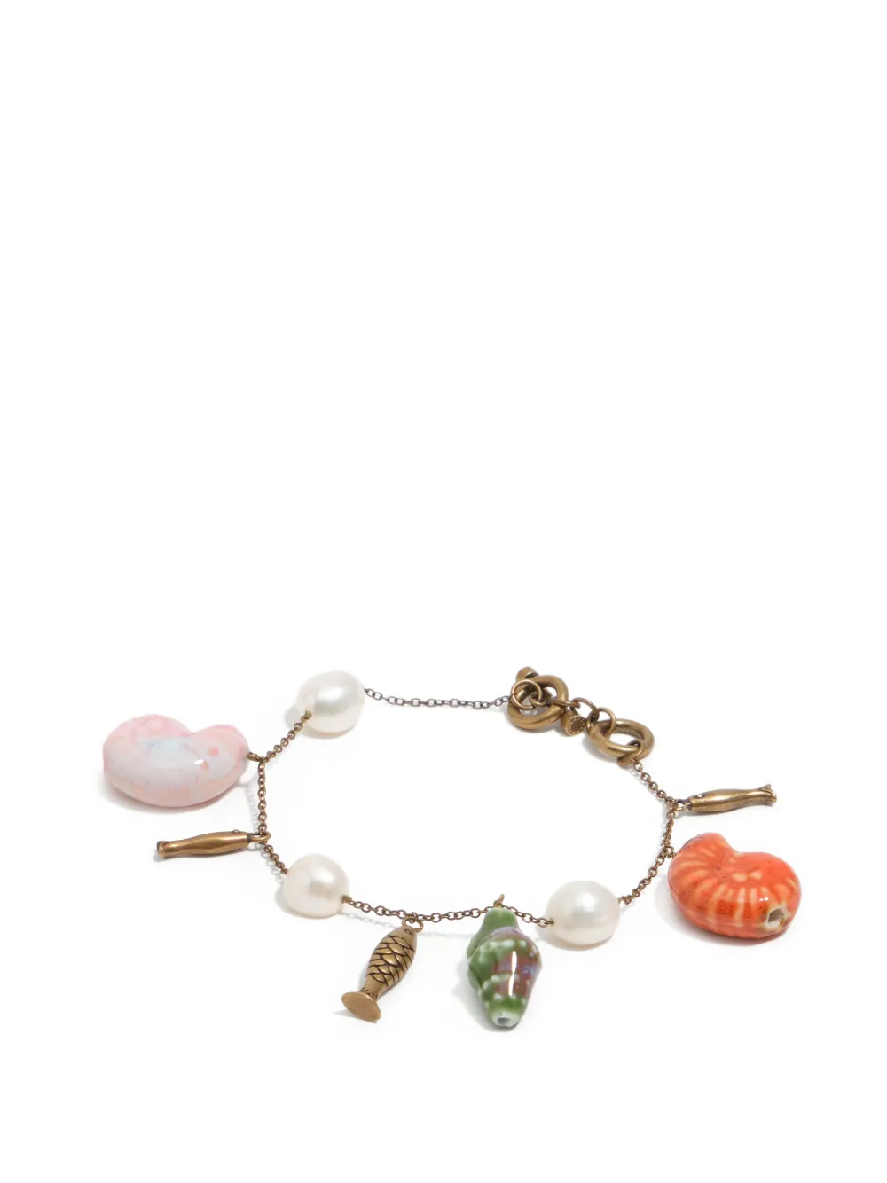 BIMBA Y LOLA Perlenverziertes Armband mit Muschelanhänger - Gold