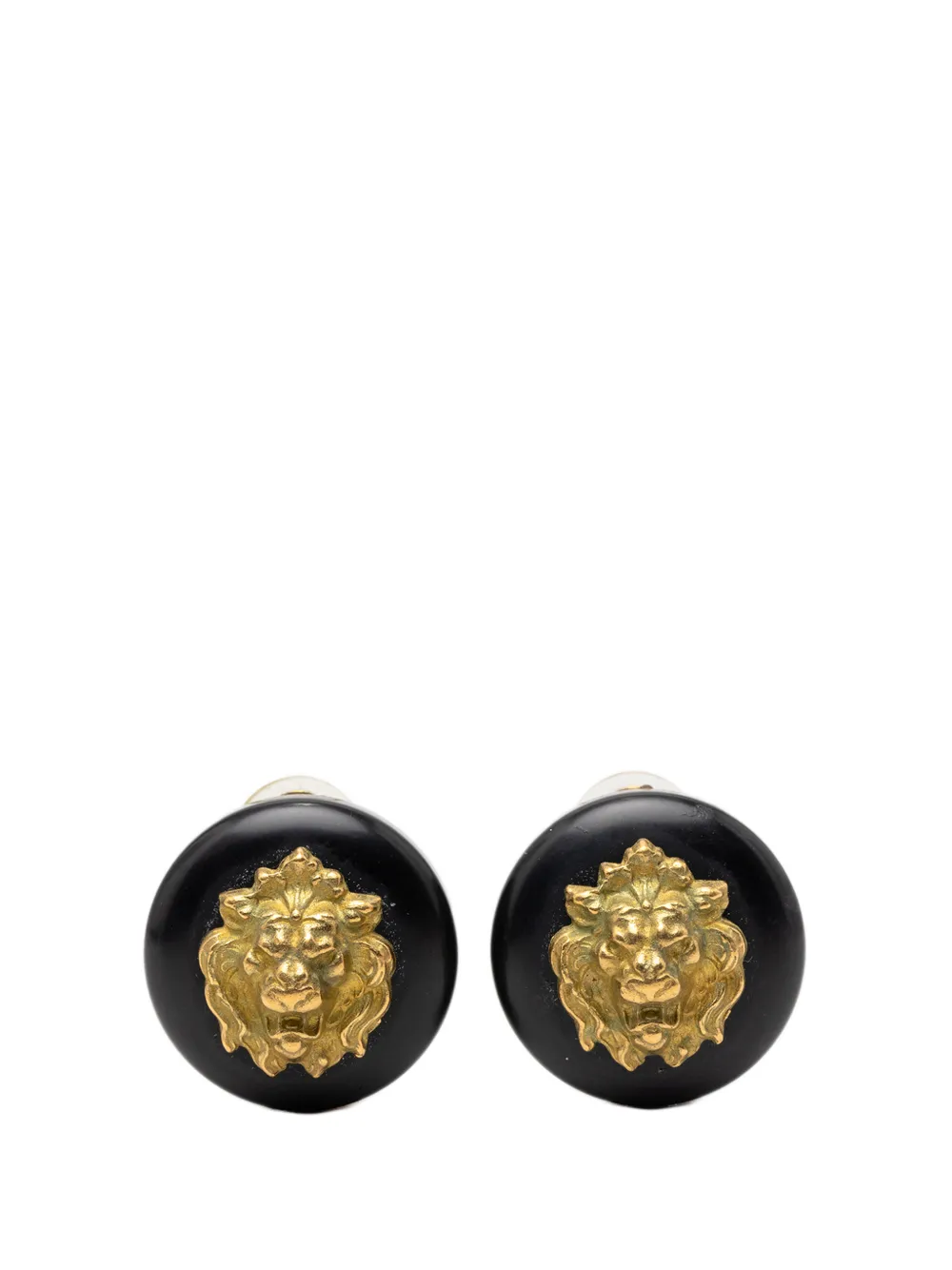 CHANEL Pre-Owned 1994 Gold Plated Resin Lion Head Clip On Earrings costume earrings - Nero