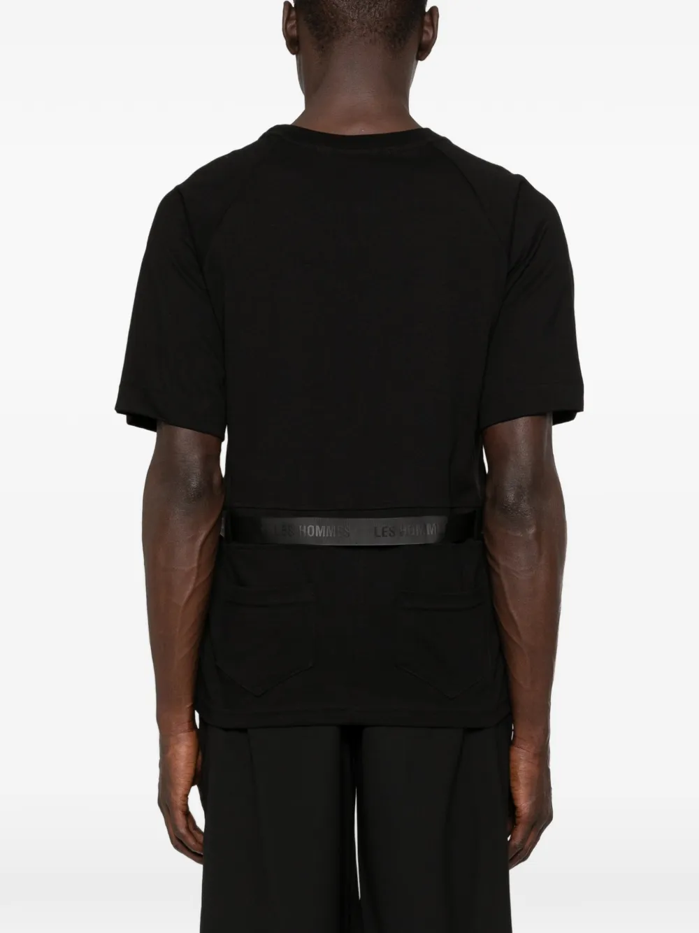 LES HOMMES T-shirt met geborduurd logo Zwart