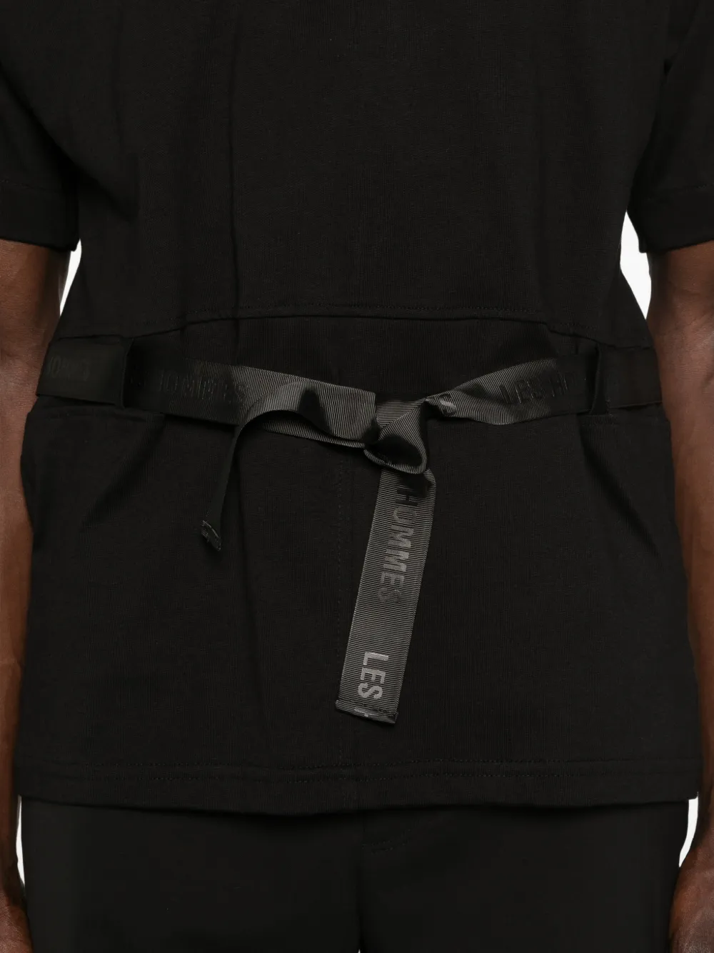 LES HOMMES T-shirt met geborduurd logo Zwart