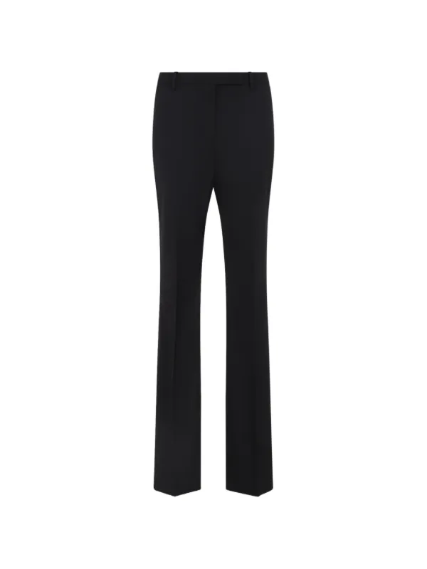 Tom Ford Wool Silk Blend Tailored Straight Trousers in Black