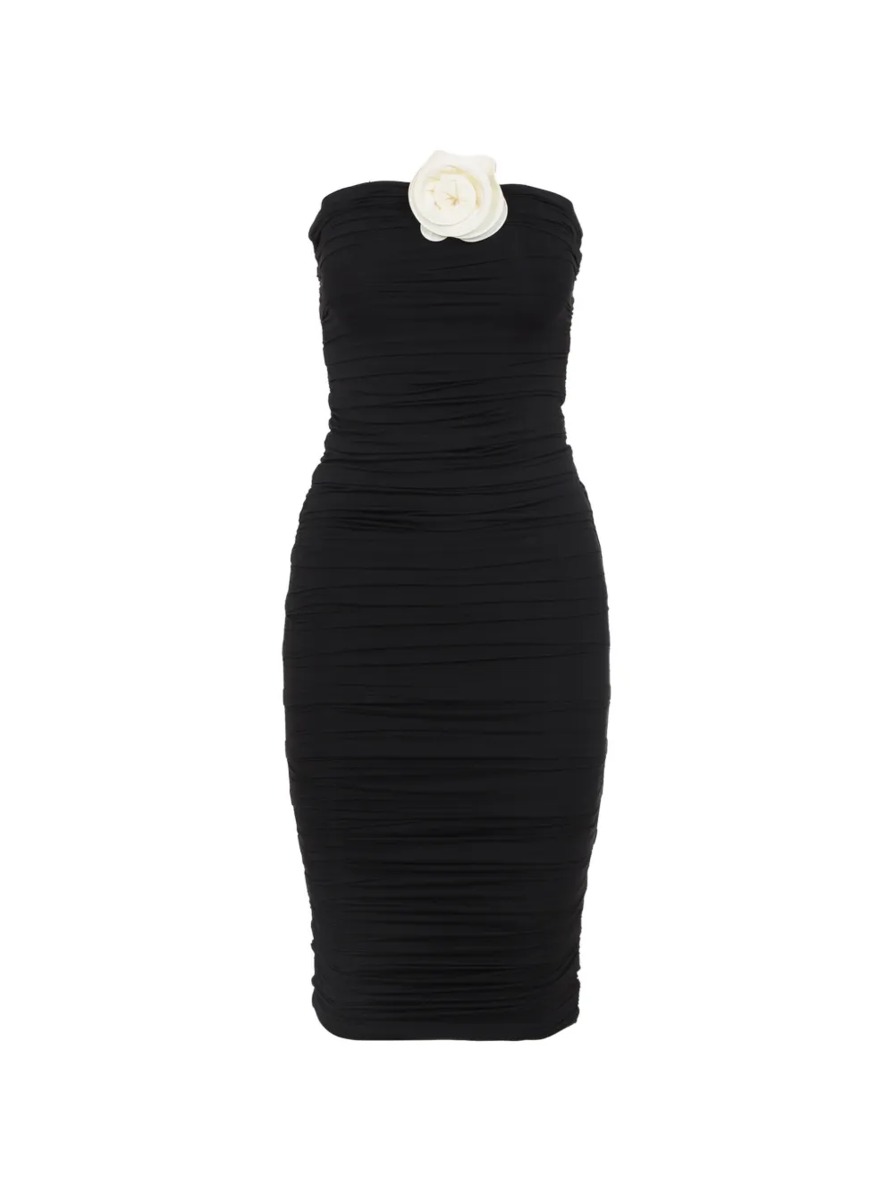 La Reveche ruched floral-appliqué dress - Nero