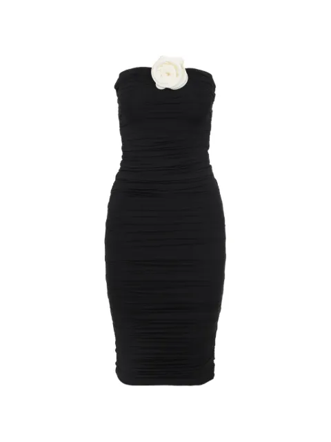 La Reveche ruched floral-appliqué dress