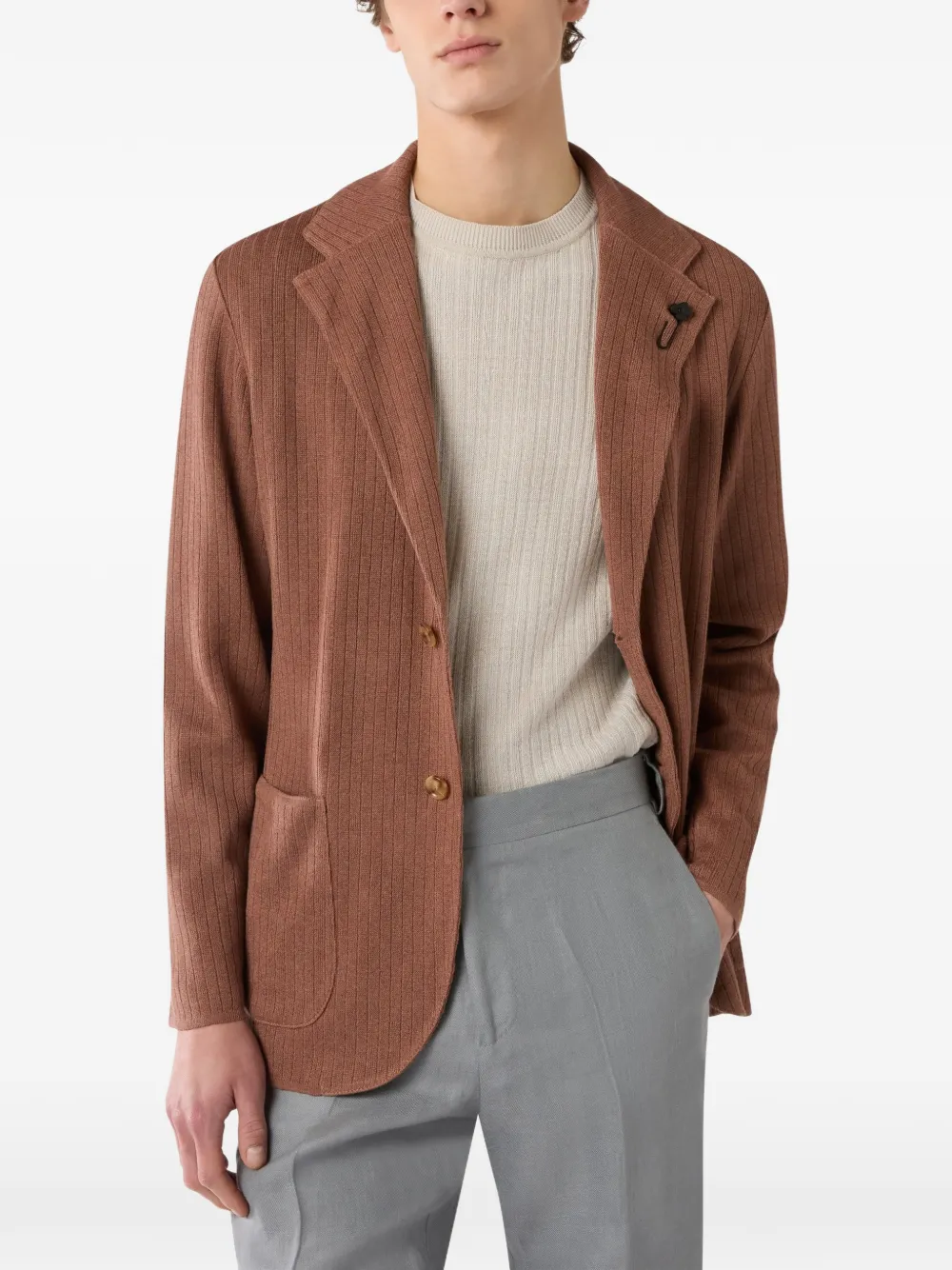 Lardini Blazer met enkele rij knopen Bruin