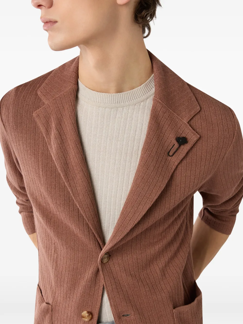 Lardini Blazer met enkele rij knopen Bruin
