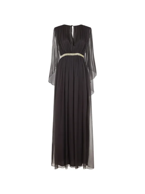 alberta ferretti silk maxi dress Alberta Ferretti Twisted Capelet Satin Maxi Dress, Blue, Women's, 36, Cocktail & Party Wedding Guest Dresses Satin & Silk Dresses
