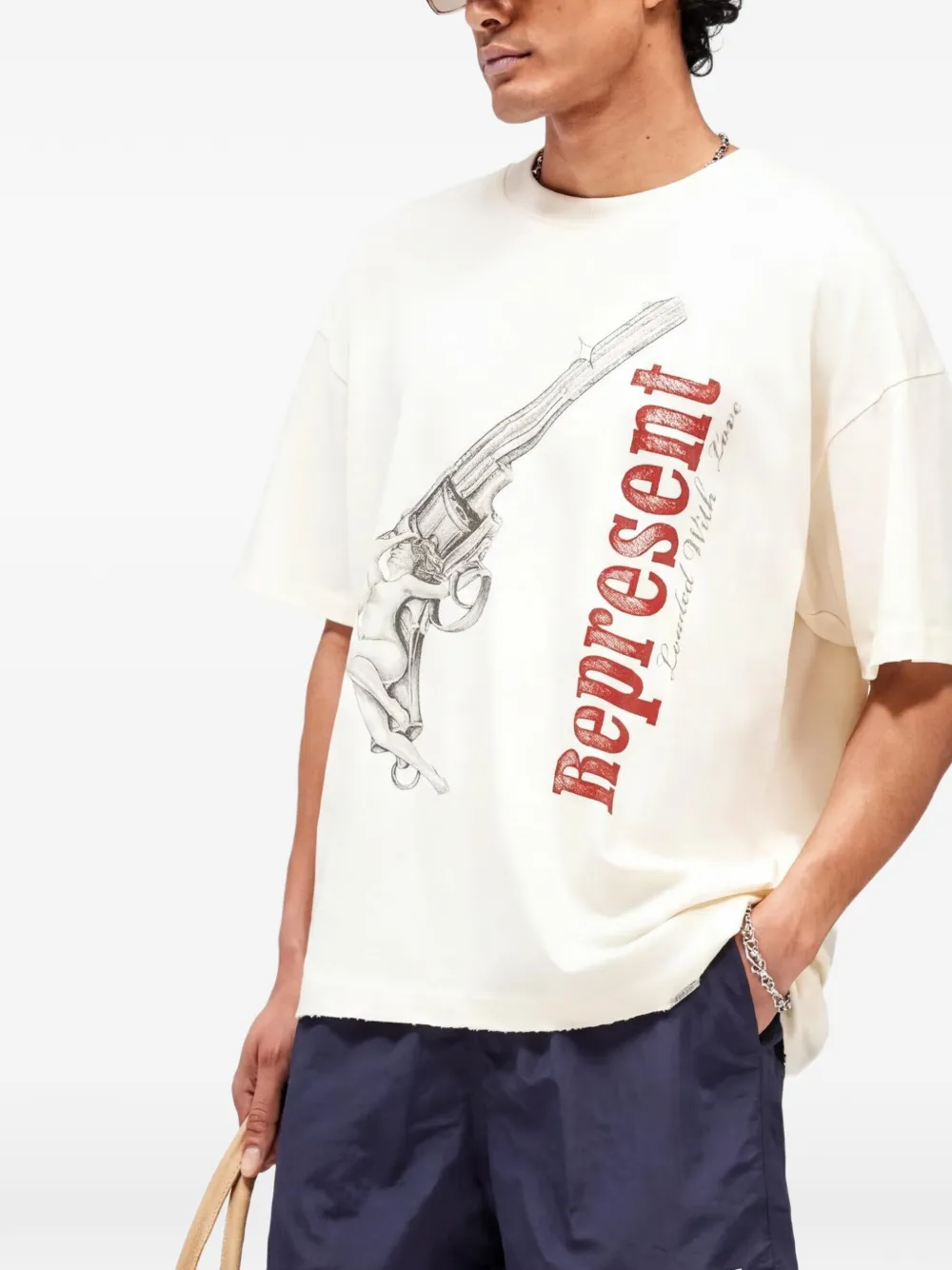 Represent T-shirt met grafische print Beige