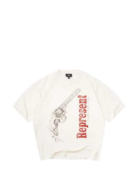 Represent graphic-print raw-cut T-shirt