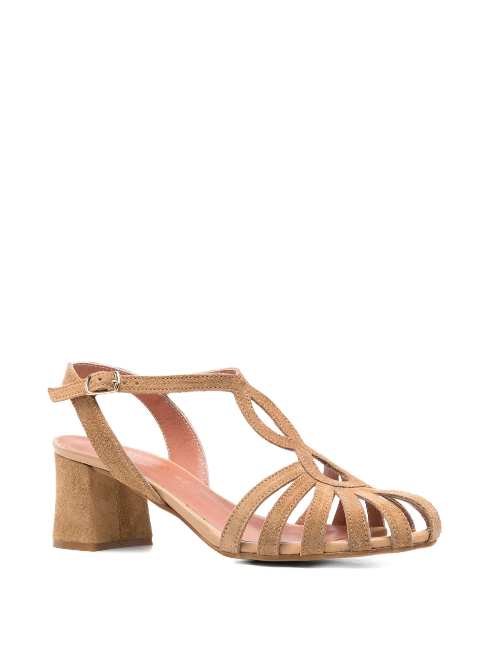 MAISON 21 Sandalen met T-bandje en gekooid detail Beige