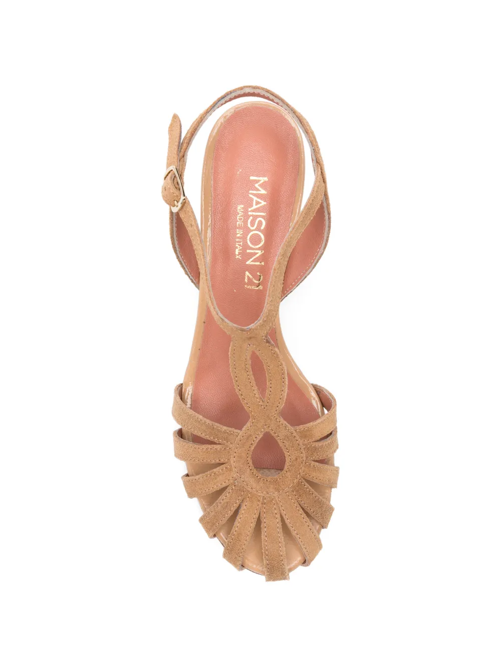MAISON 21 Sandalen met T-bandje en gekooid detail Beige
