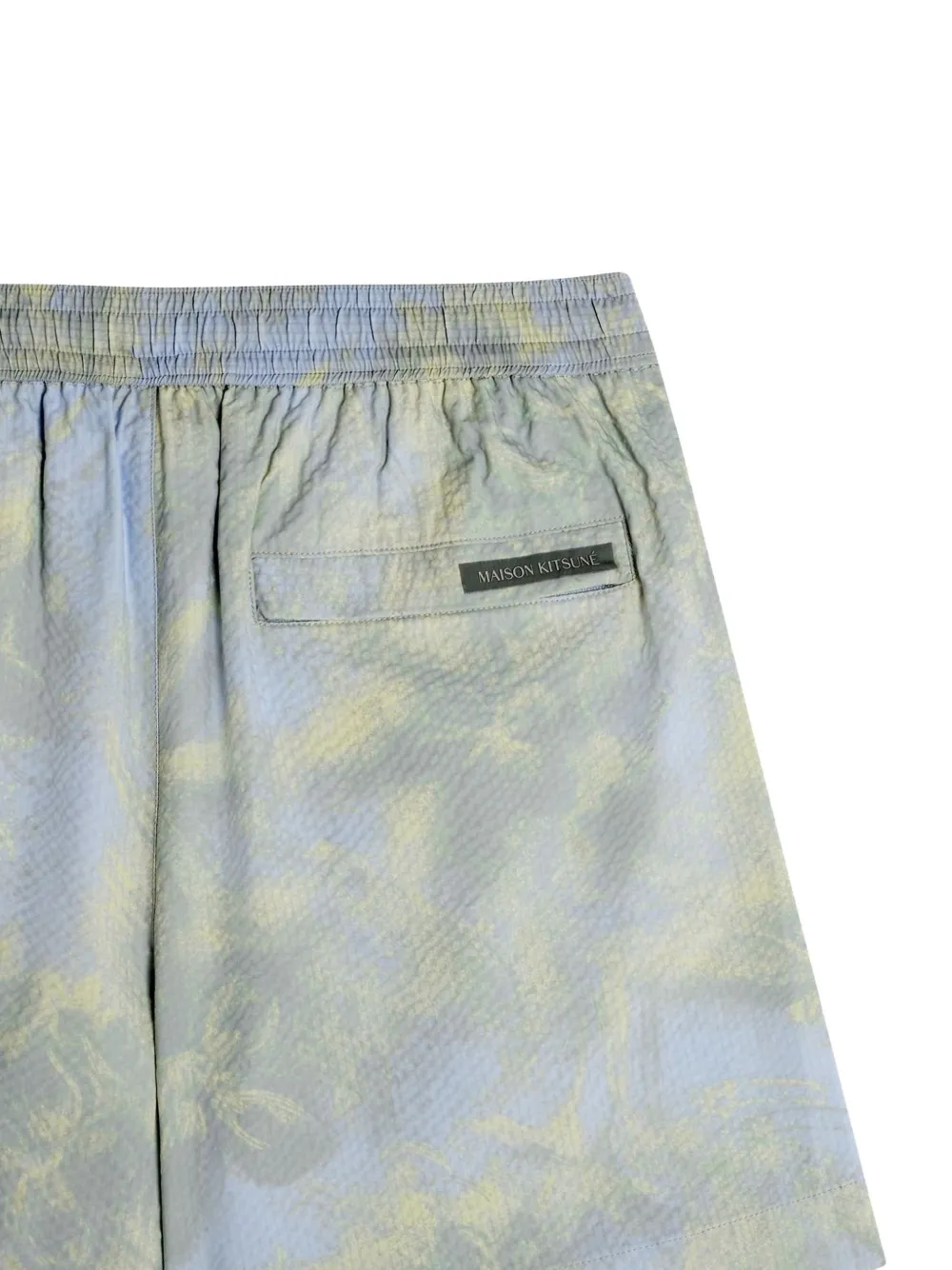 Maison Kitsuné Seersucker zwembroek met bloemenprint Blauw