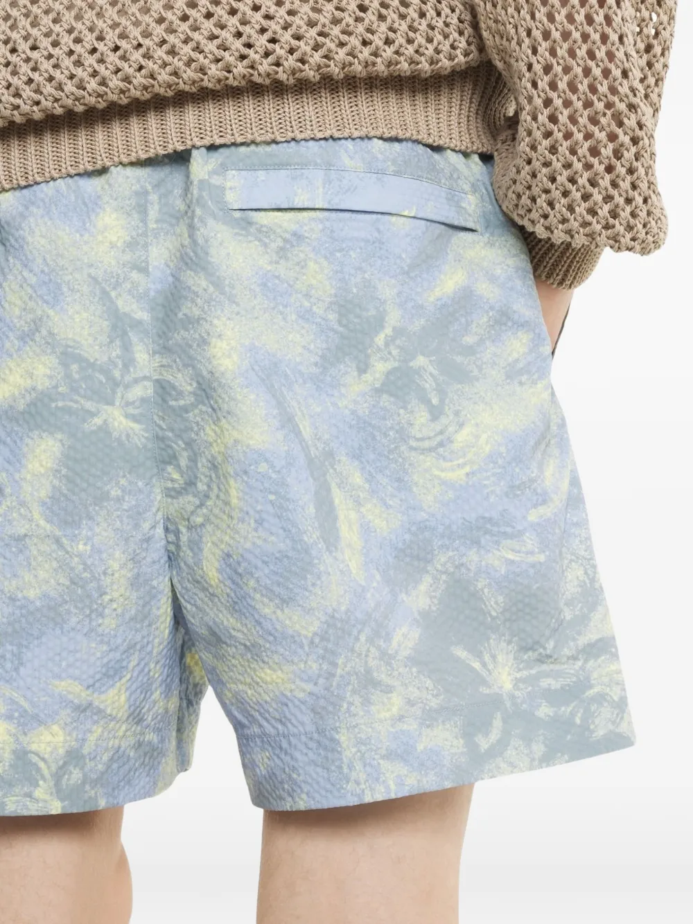 Maison Kitsuné Seersucker zwembroek met bloemenprint Blauw