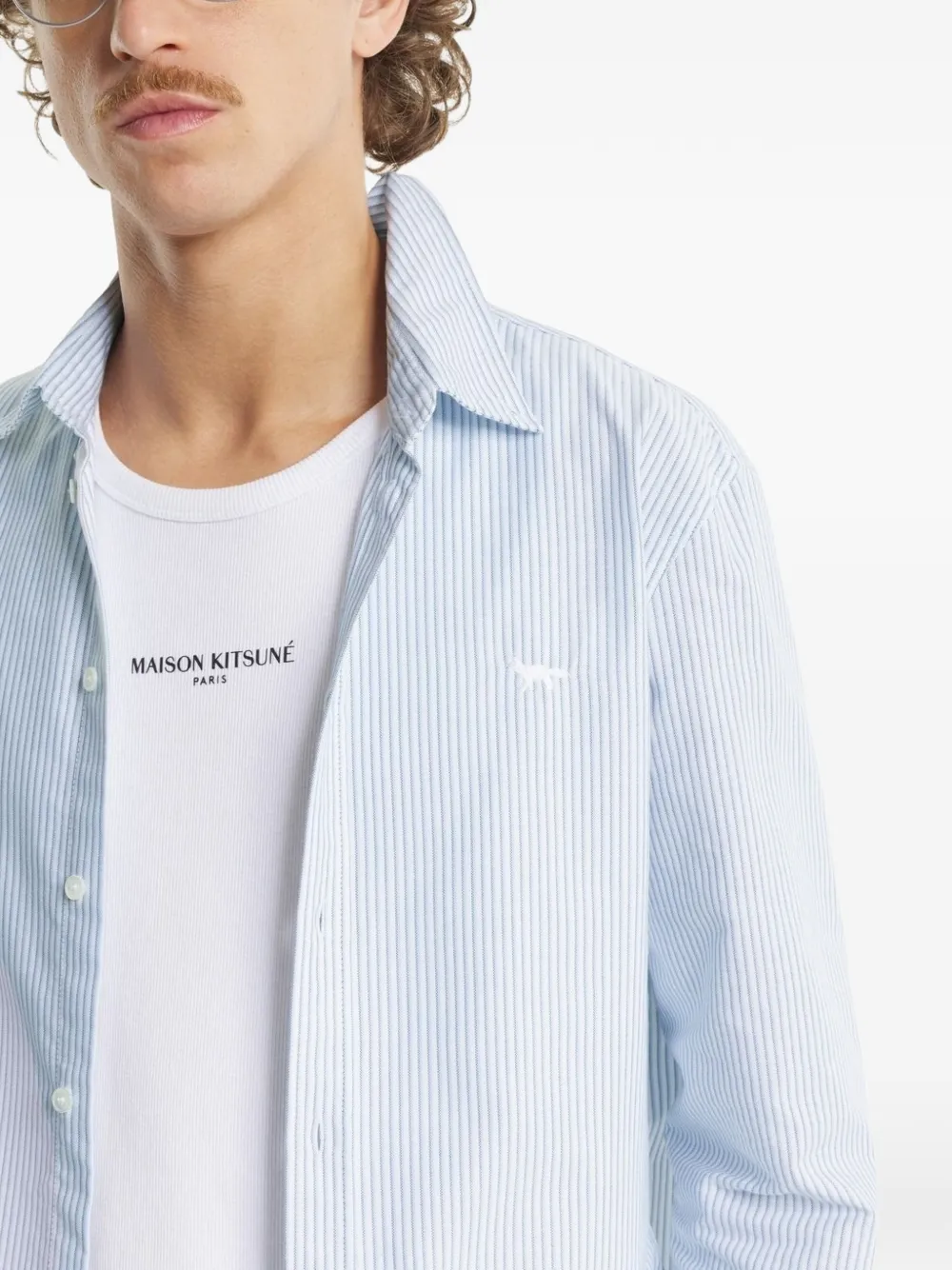 Maison Kitsuné Gestreept overhemd Wit