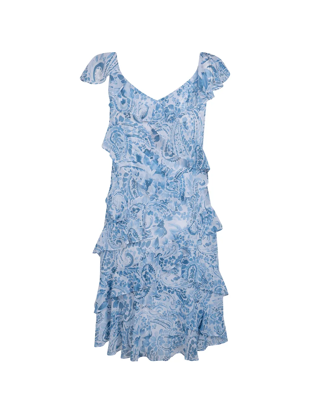 Lauren Ralph Lauren Mini-jurk met paisley-print en ruches Blauw