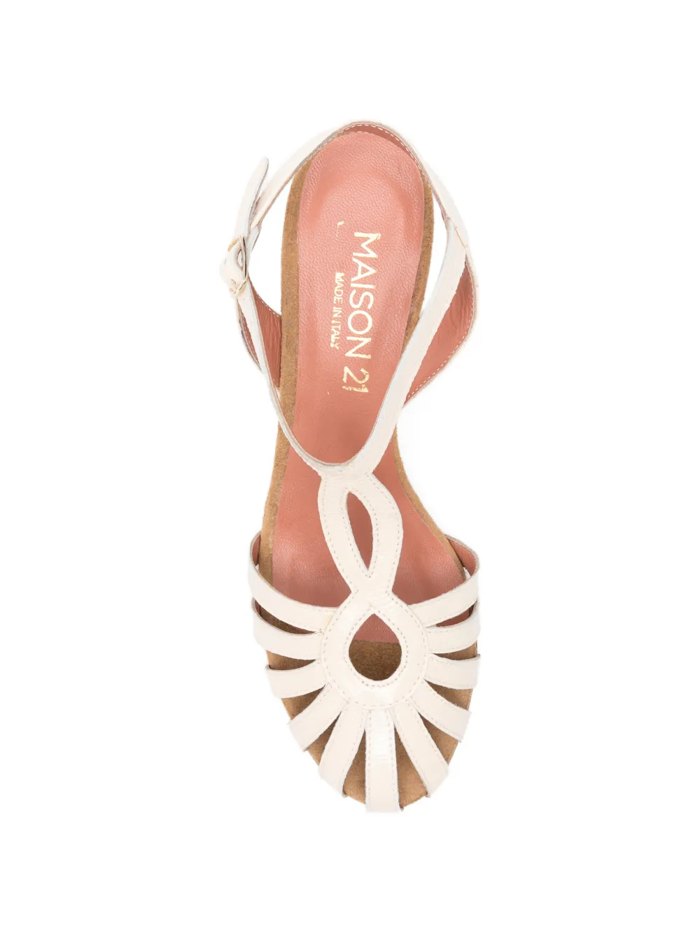 MAISON 21 Sandalen met T-bandje en gekooid detail Beige