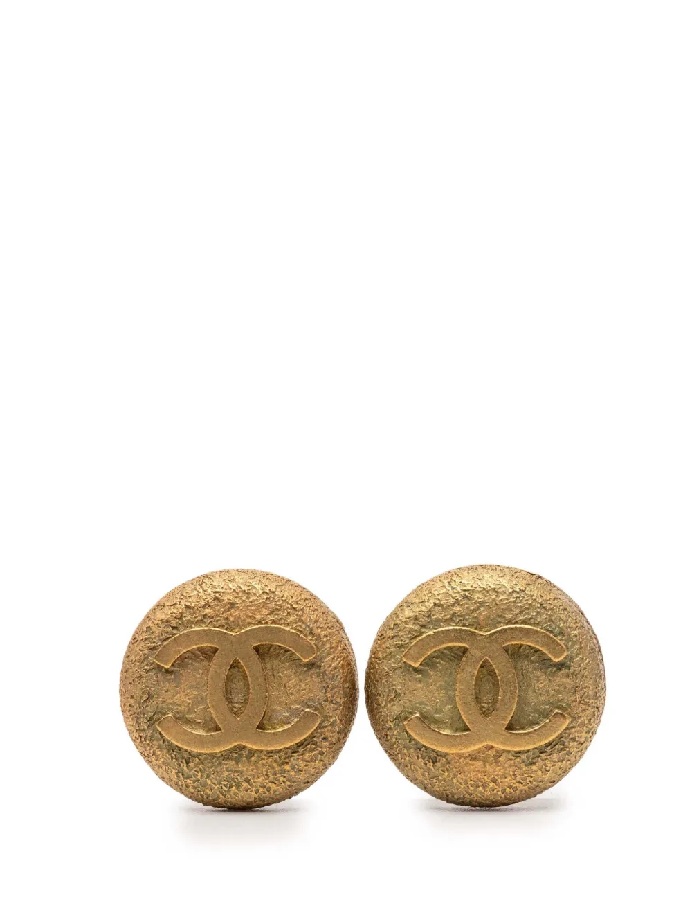 CHANEL Pre-Owned 1994 Gold Plated CC Round Clip On Earrings costume earrings - Oro