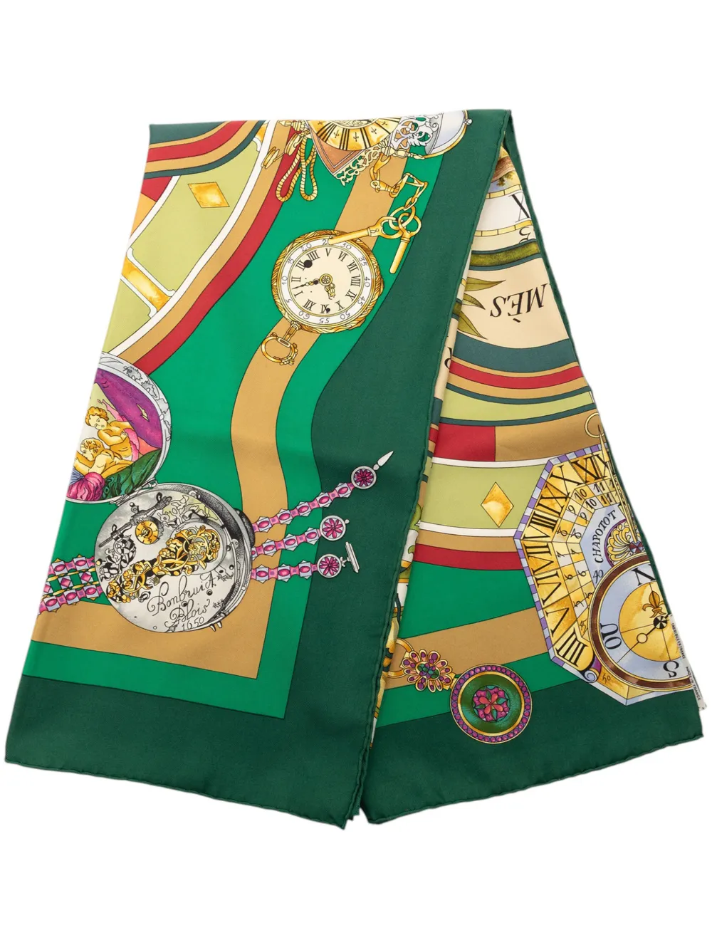 Hermès Pre-Owned 2000-2026 Parmi Les Fleurs Je Compte Les Heures Silk Scarf 90 scarves - Verde
