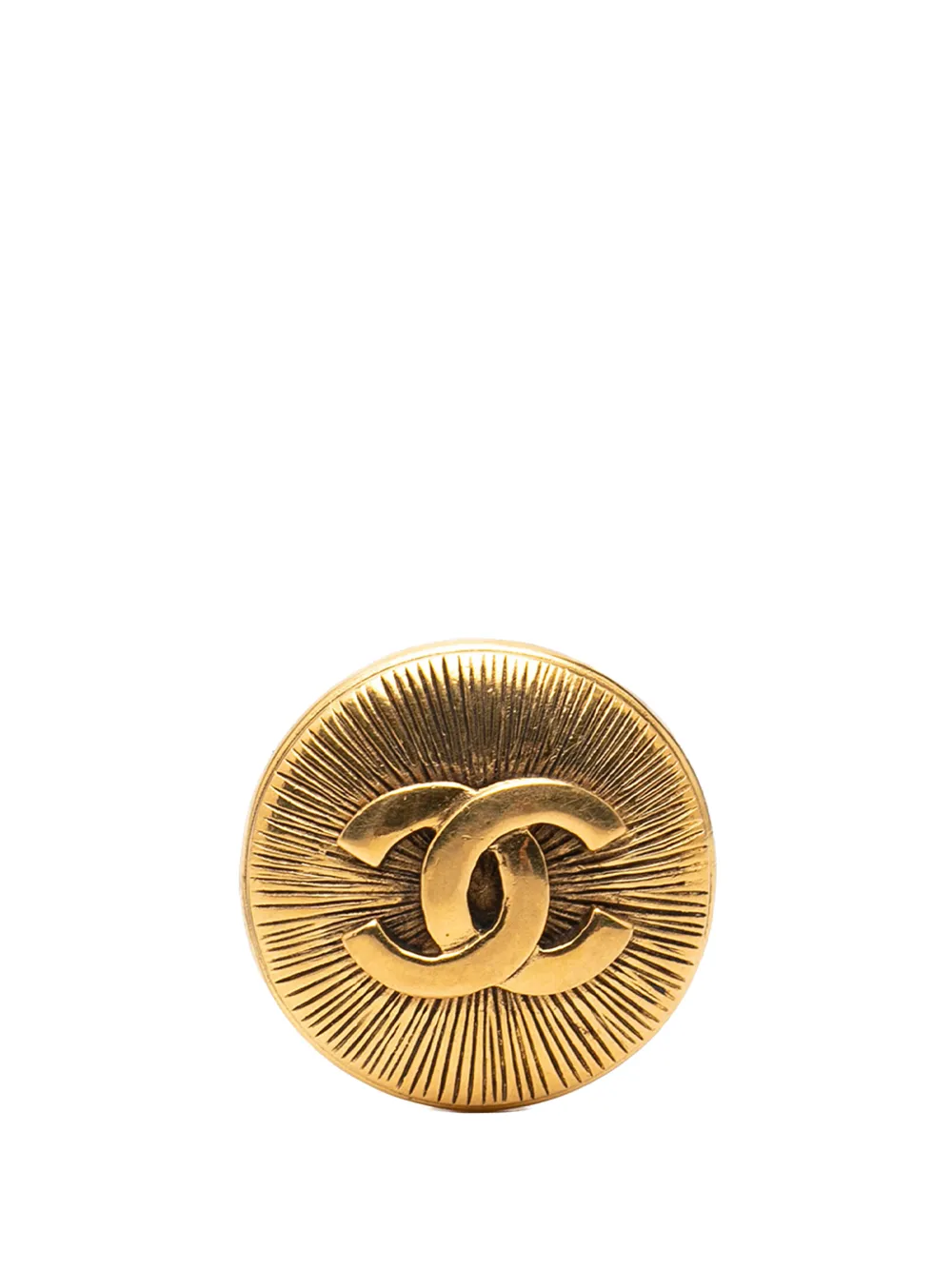 CHANEL Pre-Owned 1970-1980 CC Gold Plated Round Brooch costume brooch - Oro